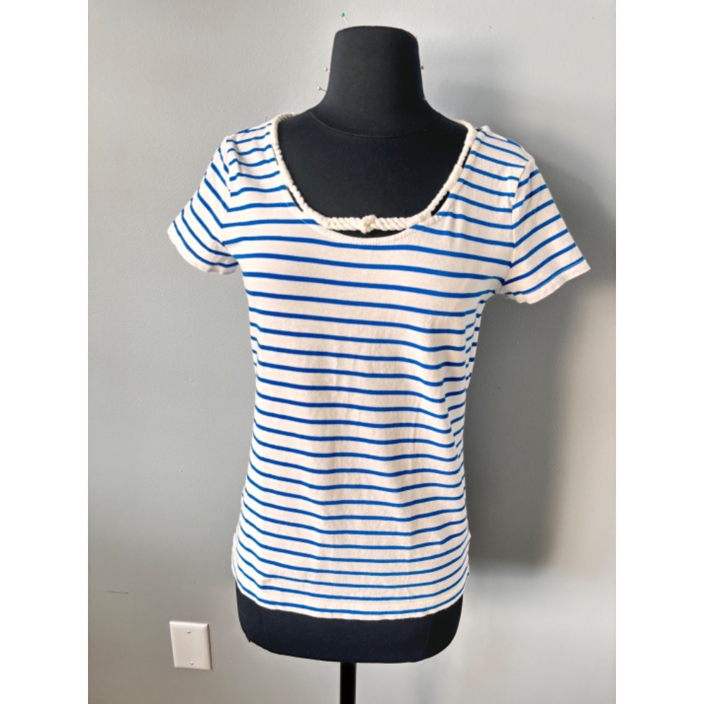 Lauren Ralph Lauren Striped T-Shirt Nautical‎ Rope Trim Short Sleeve Size S